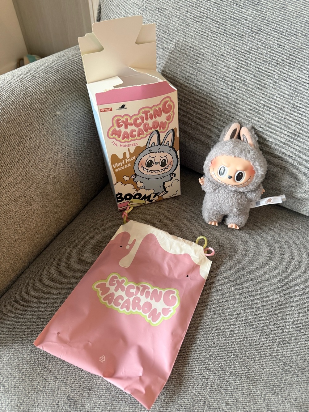 Labubu Macaron Plush Vinyl Figure - Gray - Sesame Bean